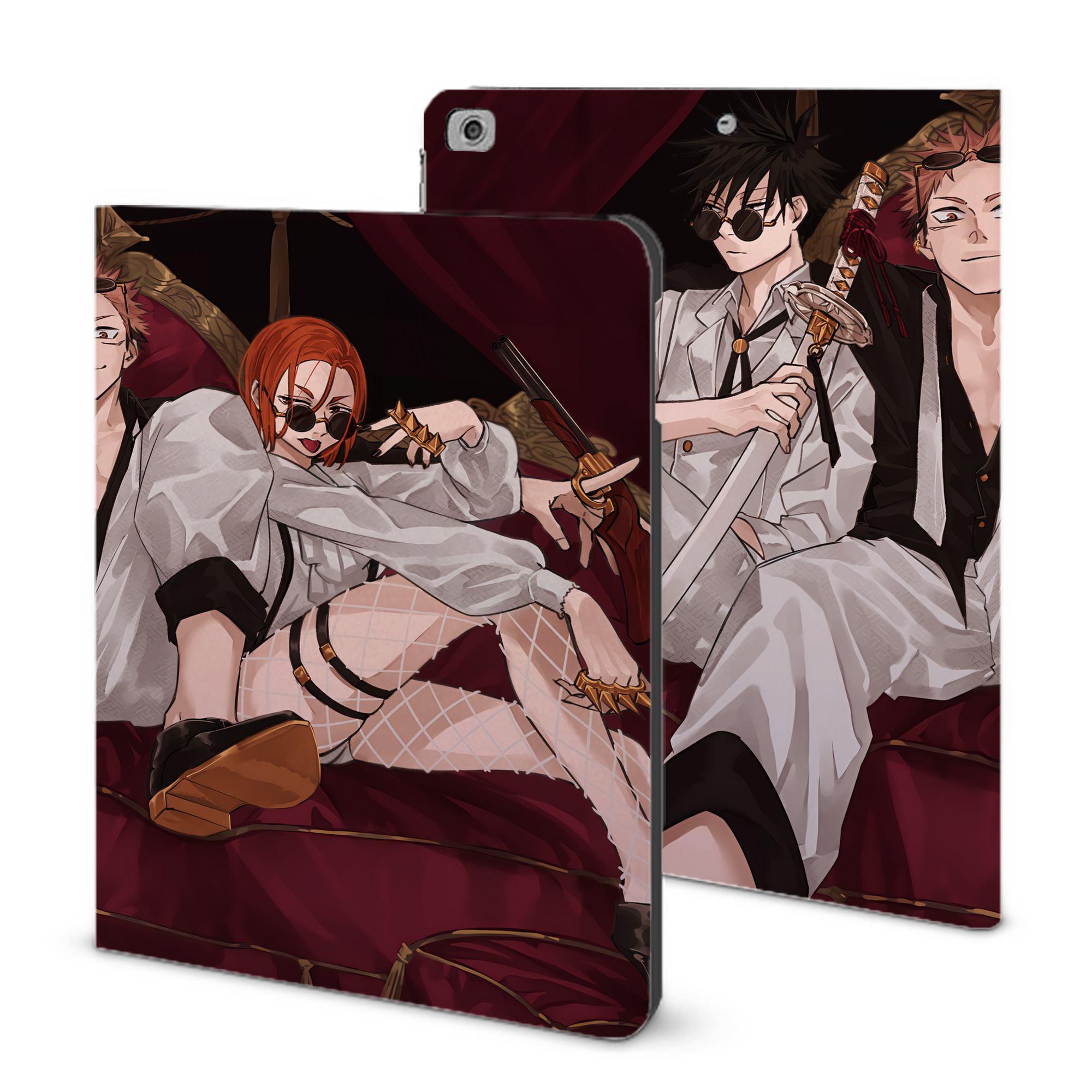（画像用） 呪術廻戦 Jujutsu Kaisen IPad ケース ブック型 PUレザー TPU 耐衝撃 軽量 薄型 ペン収納なし 全面保護 IPad 各モデル対応